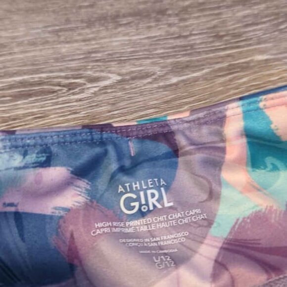 Athleta girl size 12 high rise printed chit chat Capri leggings - Picture 2 of 5